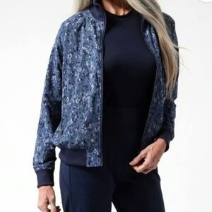 Athleta Brooklyn Bomber Jacket Captivate Chrome Blue Size Xl.